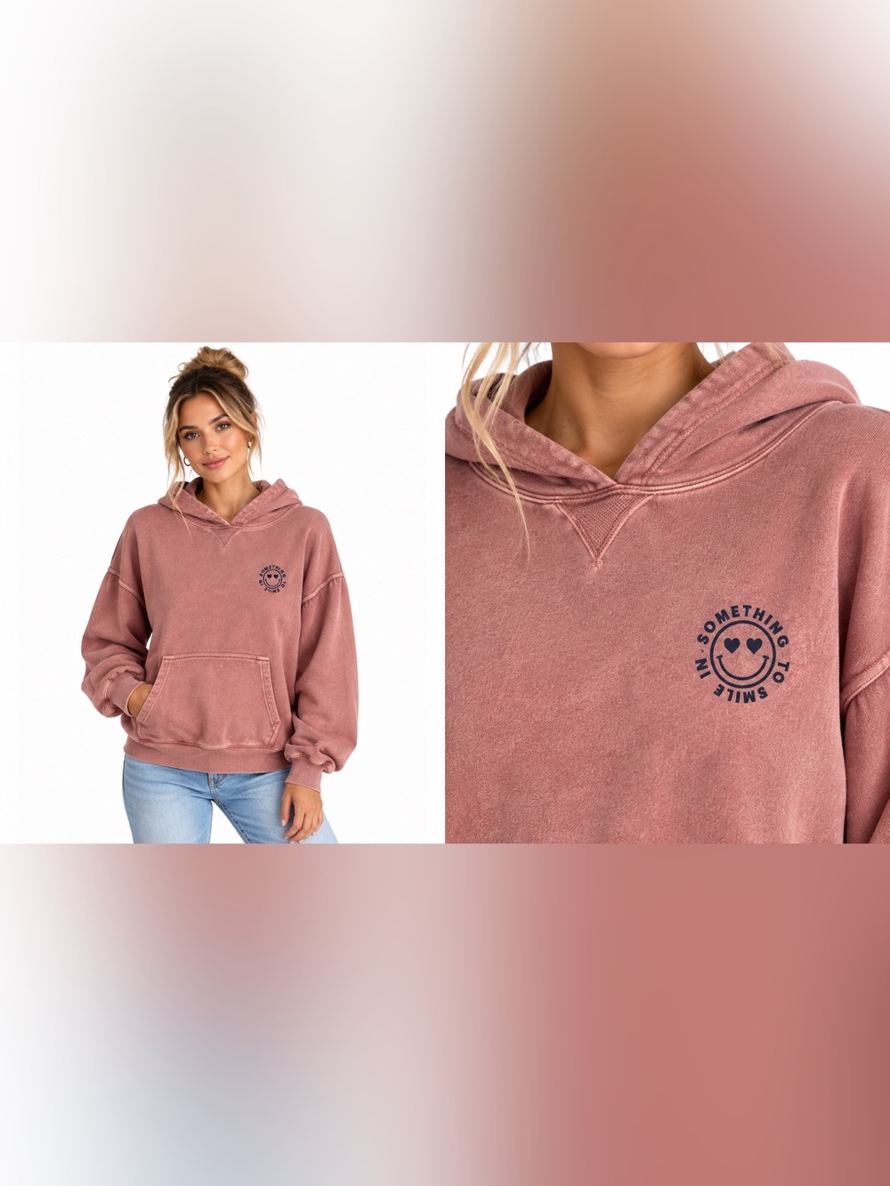 Vintage Rose Hooded Sweatshirt -Something to Smile in